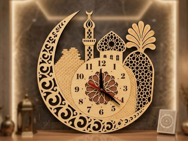 Islamic Crescent Moon Wall Clock